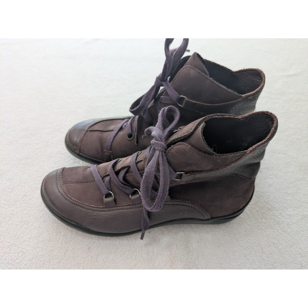 Arche France Purple Leather Lace Up Comfort Walking Shoes Boots Womens US 6 UK 4